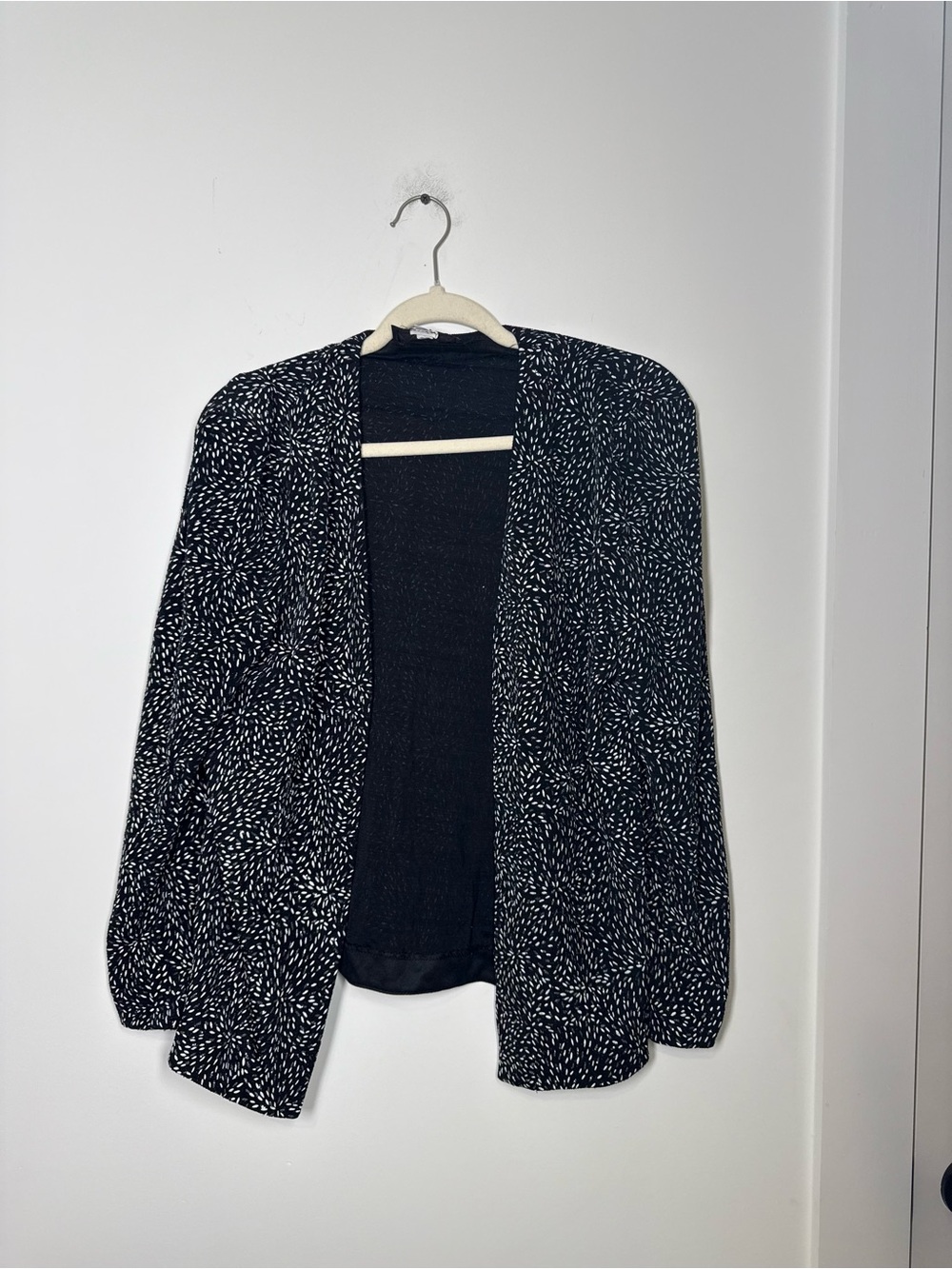 Alex Evenings Black Silver Metallic Open Front Cardigan Jacket L